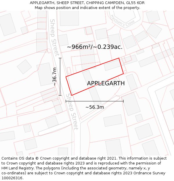 APPLEGARTH, SHEEP STREET, CHIPPING CAMPDEN, GL55 6DR: Plot and title map