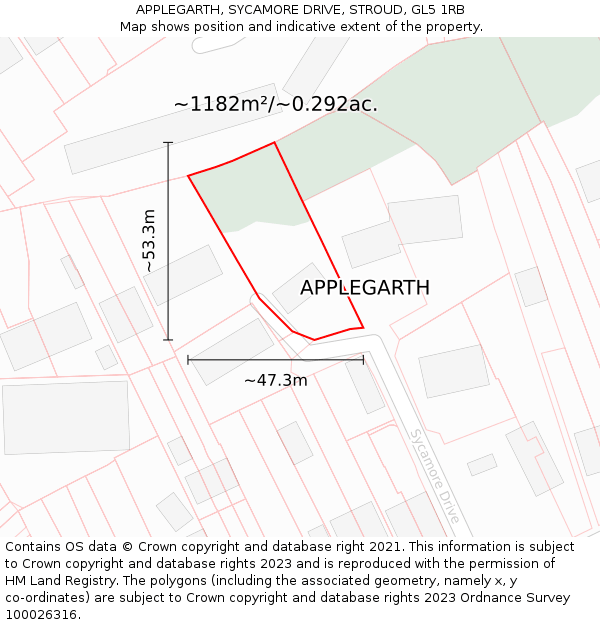 APPLEGARTH, SYCAMORE DRIVE, STROUD, GL5 1RB: Plot and title map