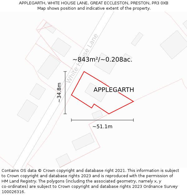 APPLEGARTH, WHITE HOUSE LANE, GREAT ECCLESTON, PRESTON, PR3 0XB: Plot and title map