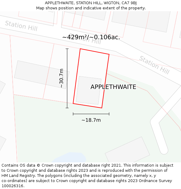APPLETHWAITE, STATION HILL, WIGTON, CA7 9BJ: Plot and title map