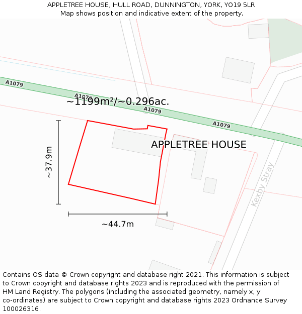 APPLETREE HOUSE, HULL ROAD, DUNNINGTON, YORK, YO19 5LR: Plot and title map