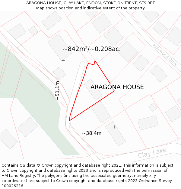 ARAGONA HOUSE, CLAY LAKE, ENDON, STOKE-ON-TRENT, ST9 9BT: Plot and title map