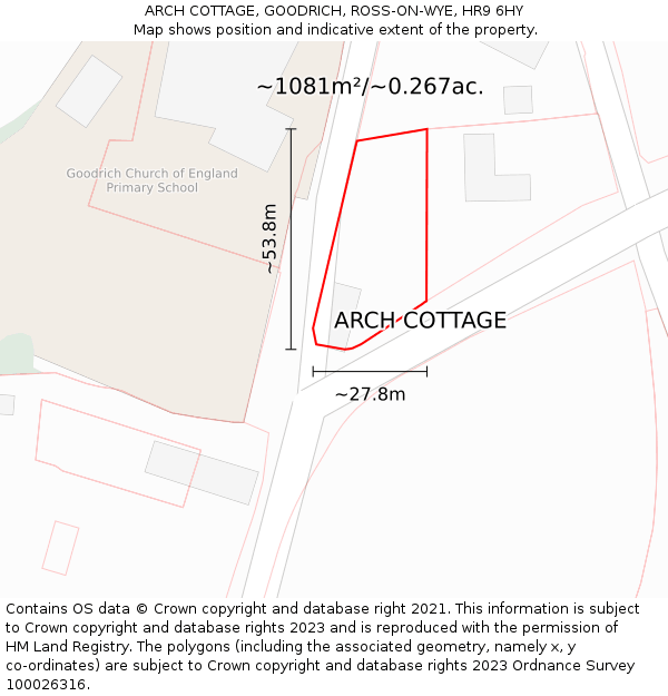 ARCH COTTAGE, GOODRICH, ROSS-ON-WYE, HR9 6HY: Plot and title map