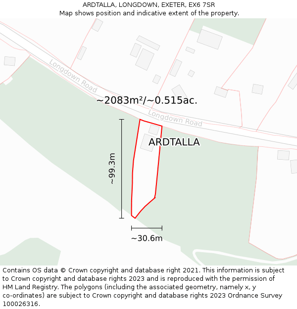 ARDTALLA, LONGDOWN, EXETER, EX6 7SR: Plot and title map