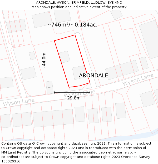 ARONDALE, WYSON, BRIMFIELD, LUDLOW, SY8 4NQ: Plot and title map