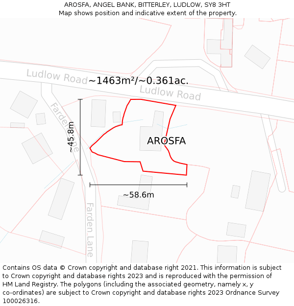 AROSFA, ANGEL BANK, BITTERLEY, LUDLOW, SY8 3HT: Plot and title map