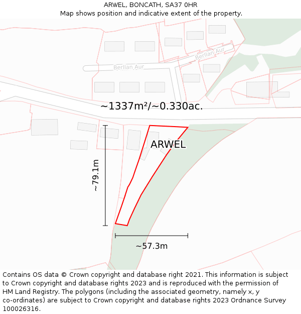 ARWEL, BONCATH, SA37 0HR: Plot and title map