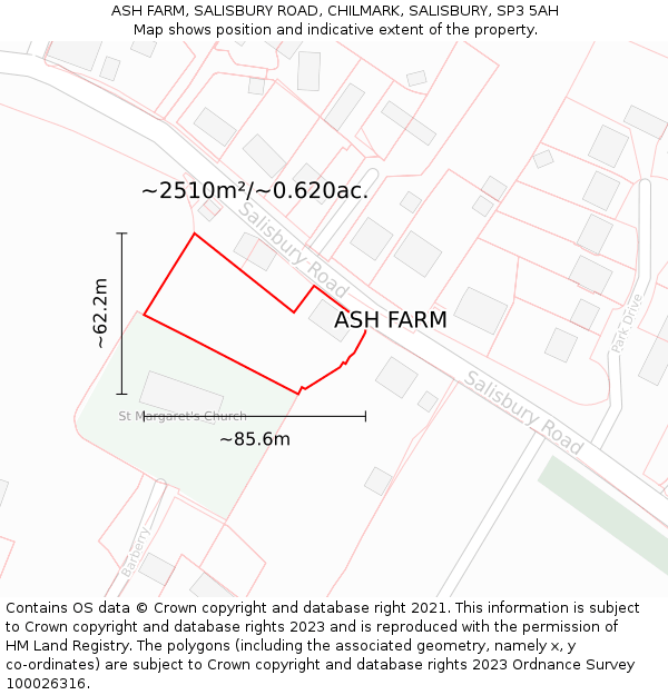 ASH FARM, SALISBURY ROAD, CHILMARK, SALISBURY, SP3 5AH: Plot and title map