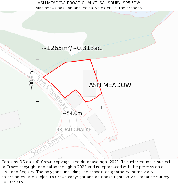 ASH MEADOW, BROAD CHALKE, SALISBURY, SP5 5DW: Plot and title map