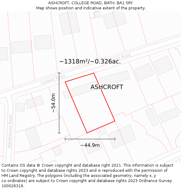 ASHCROFT, COLLEGE ROAD, BATH, BA1 5RY: Plot and title map