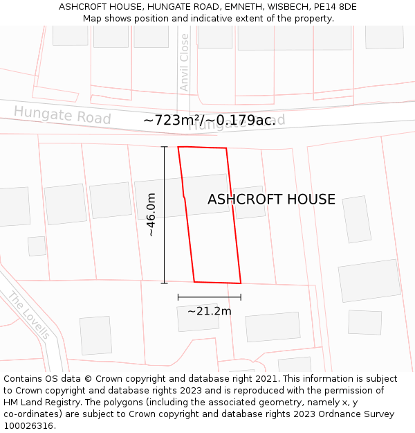 ASHCROFT HOUSE, HUNGATE ROAD, EMNETH, WISBECH, PE14 8DE: Plot and title map