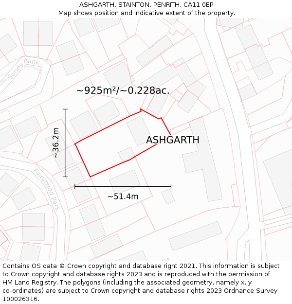 ASHGARTH, STAINTON, PENRITH, CA11 0EP: Plot and title map