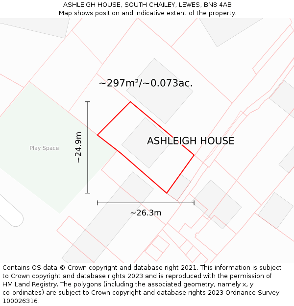 ASHLEIGH HOUSE, SOUTH CHAILEY, LEWES, BN8 4AB: Plot and title map