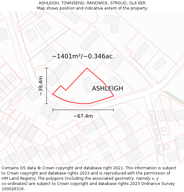 ASHLEIGH, TOWNSEND, RANDWICK, STROUD, GL6 6ER: Plot and title map