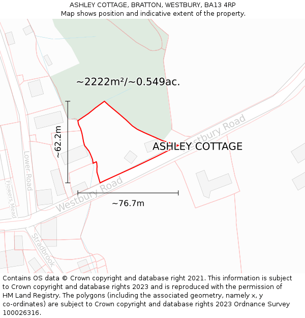 ASHLEY COTTAGE, BRATTON, WESTBURY, BA13 4RP: Plot and title map