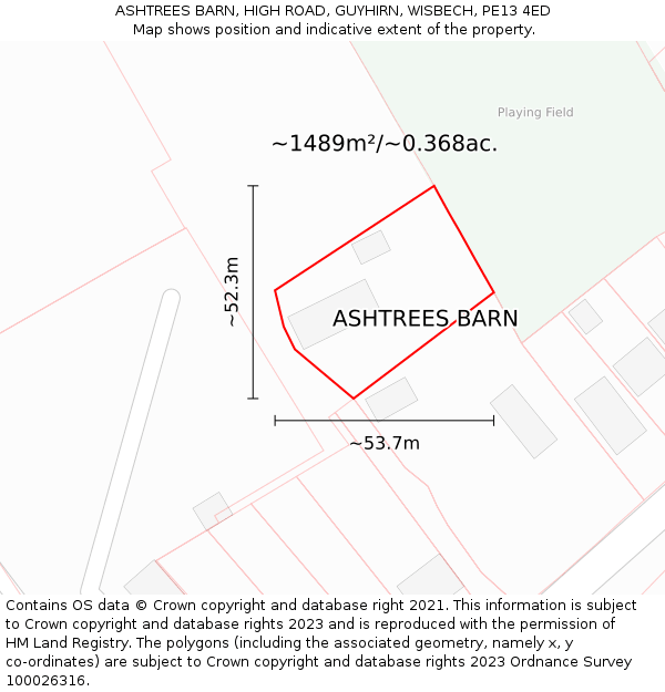 ASHTREES BARN, HIGH ROAD, GUYHIRN, WISBECH, PE13 4ED: Plot and title map