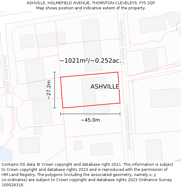 ASHVILLE, HOLMEFIELD AVENUE, THORNTON-CLEVELEYS, FY5 2QP: Plot and title map