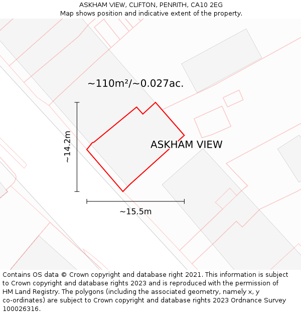 ASKHAM VIEW, CLIFTON, PENRITH, CA10 2EG: Plot and title map