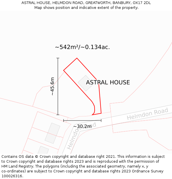 ASTRAL HOUSE, HELMDON ROAD, GREATWORTH, BANBURY, OX17 2DL: Plot and title map