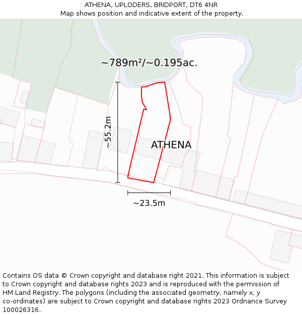 ATHENA, UPLODERS, BRIDPORT, DT6 4NR: Plot and title map