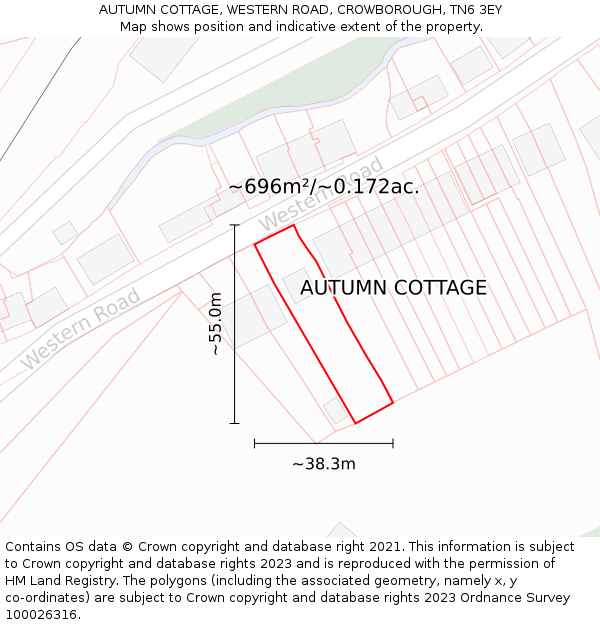 AUTUMN COTTAGE, WESTERN ROAD, CROWBOROUGH, TN6 3EY: Plot and title map