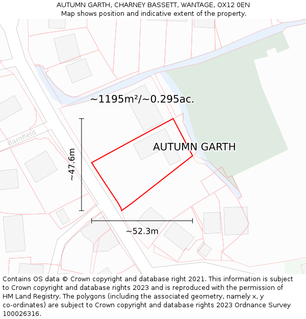 AUTUMN GARTH, CHARNEY BASSETT, WANTAGE, OX12 0EN: Plot and title map