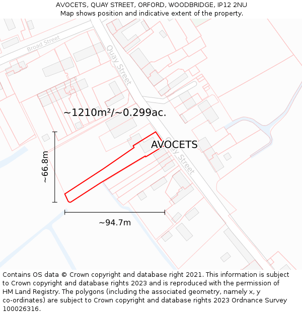AVOCETS, QUAY STREET, ORFORD, WOODBRIDGE, IP12 2NU: Plot and title map