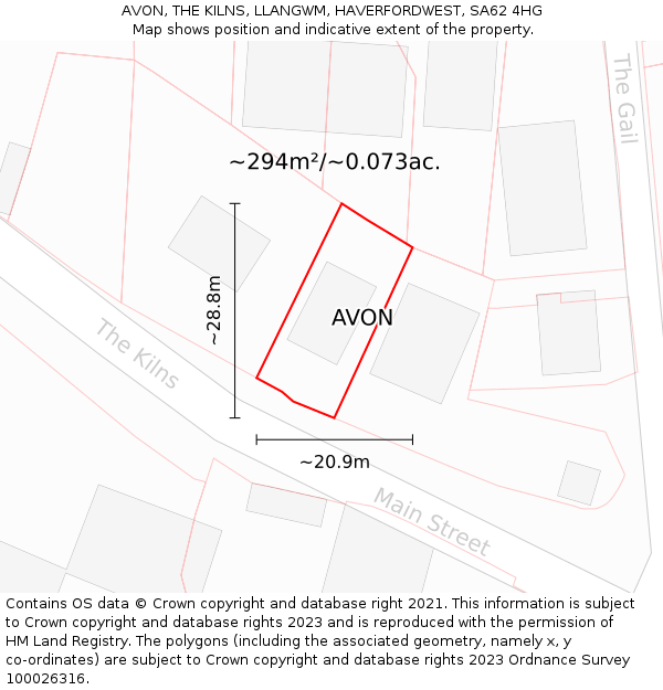 AVON, THE KILNS, LLANGWM, HAVERFORDWEST, SA62 4HG: Plot and title map