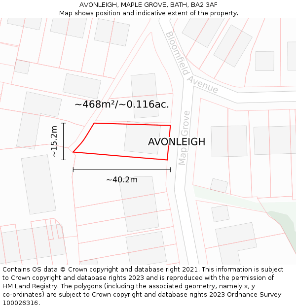 AVONLEIGH, MAPLE GROVE, BATH, BA2 3AF: Plot and title map