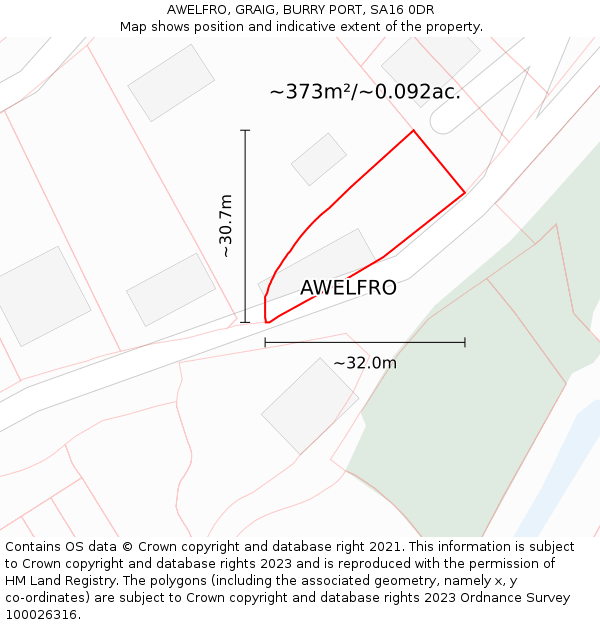 AWELFRO, GRAIG, BURRY PORT, SA16 0DR: Plot and title map