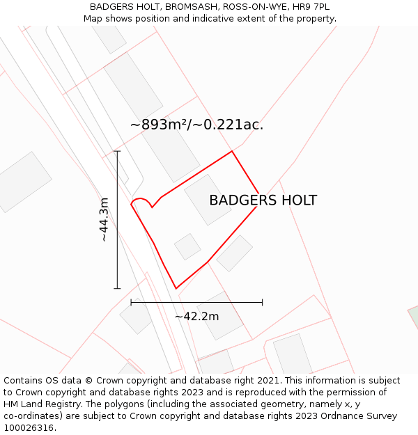 BADGERS HOLT, BROMSASH, ROSS-ON-WYE, HR9 7PL: Plot and title map