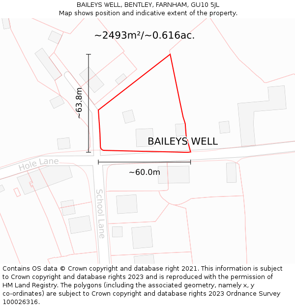 BAILEYS WELL, BENTLEY, FARNHAM, GU10 5JL: Plot and title map