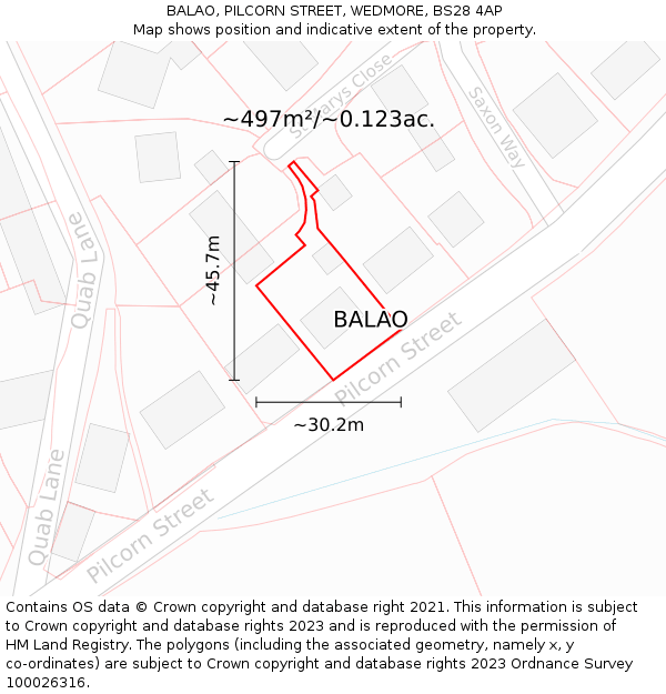 BALAO, PILCORN STREET, WEDMORE, BS28 4AP: Plot and title map