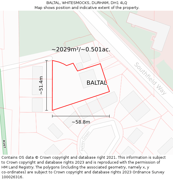 BALTAL, WHITESMOCKS, DURHAM, DH1 4LQ: Plot and title map