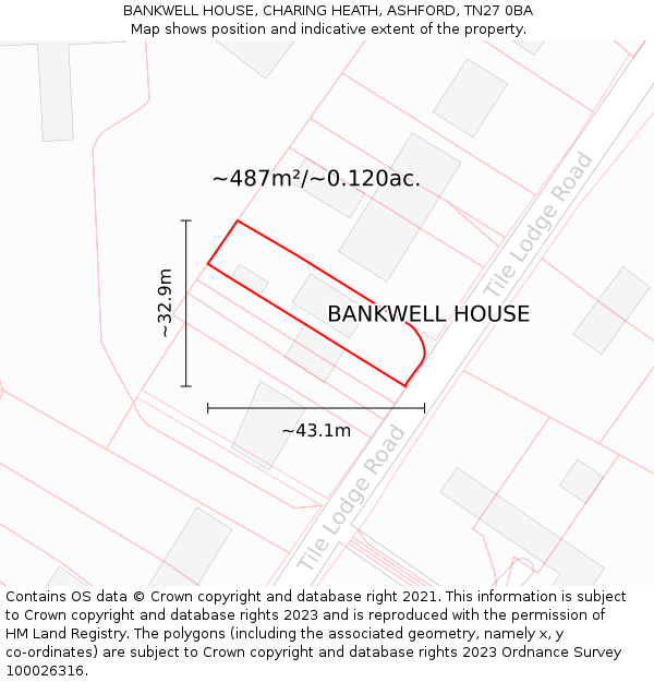 BANKWELL HOUSE, CHARING HEATH, ASHFORD, TN27 0BA: Plot and title map