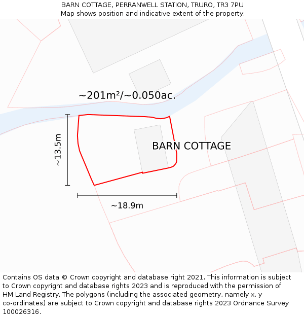 BARN COTTAGE, PERRANWELL STATION, TRURO, TR3 7PU: Plot and title map