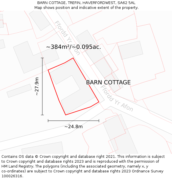 BARN COTTAGE, TREFIN, HAVERFORDWEST, SA62 5AL: Plot and title map