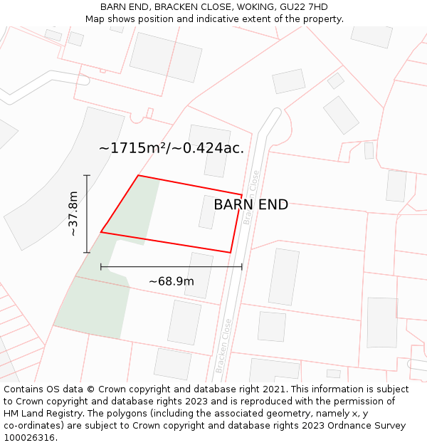 BARN END, BRACKEN CLOSE, WOKING, GU22 7HD: Plot and title map