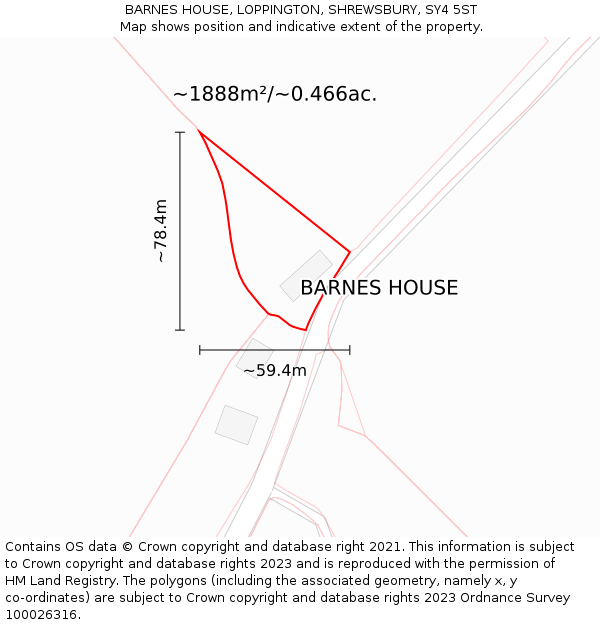 BARNES HOUSE, LOPPINGTON, SHREWSBURY, SY4 5ST: Plot and title map