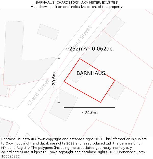BARNHAUS, CHARDSTOCK, AXMINSTER, EX13 7BS: Plot and title map
