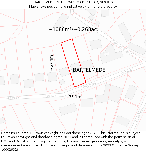 BARTELMEDE, ISLET ROAD, MAIDENHEAD, SL6 8LD: Plot and title map