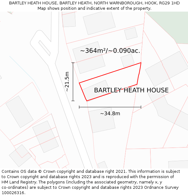 BARTLEY HEATH HOUSE, BARTLEY HEATH, NORTH WARNBOROUGH, HOOK, RG29 1HD: Plot and title map