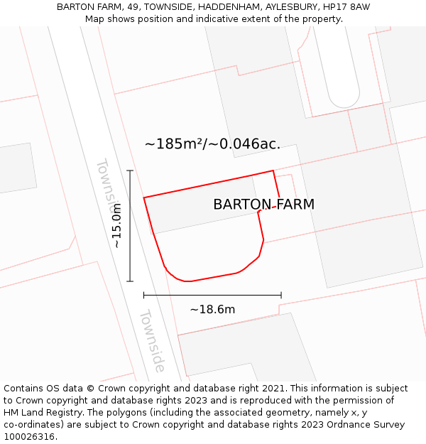 BARTON FARM, 49, TOWNSIDE, HADDENHAM, AYLESBURY, HP17 8AW: Plot and title map