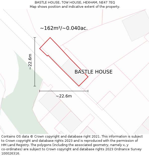 BASTLE HOUSE, TOW HOUSE, HEXHAM, NE47 7EQ: Plot and title map