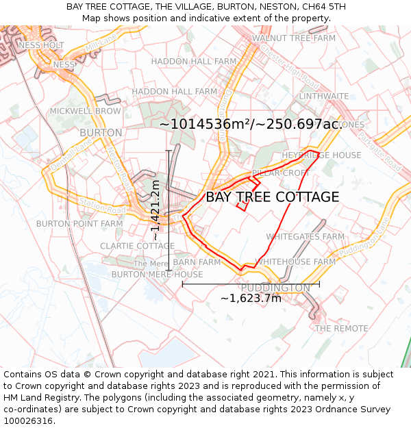 BAY TREE COTTAGE, THE VILLAGE, BURTON, NESTON, CH64 5TH: Plot and title map