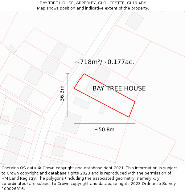 BAY TREE HOUSE, APPERLEY, GLOUCESTER, GL19 4BY: Plot and title map