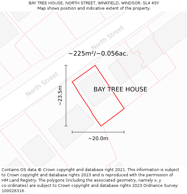 BAY TREE HOUSE, NORTH STREET, WINKFIELD, WINDSOR, SL4 4SY: Plot and title map