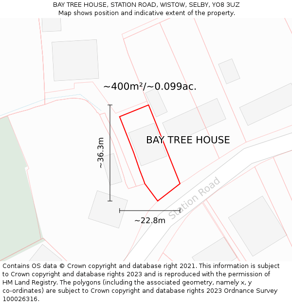 BAY TREE HOUSE, STATION ROAD, WISTOW, SELBY, YO8 3UZ: Plot and title map