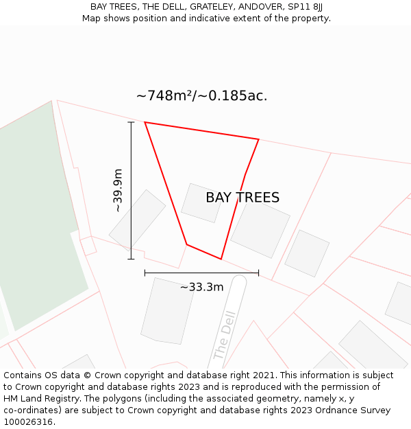 BAY TREES, THE DELL, GRATELEY, ANDOVER, SP11 8JJ: Plot and title map