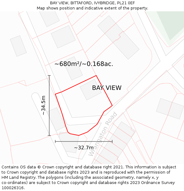 BAY VIEW, BITTAFORD, IVYBRIDGE, PL21 0EF: Plot and title map